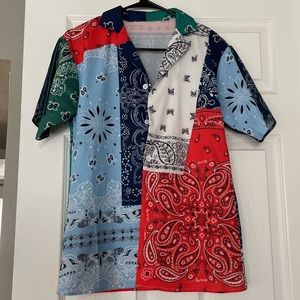 bandanna print button up